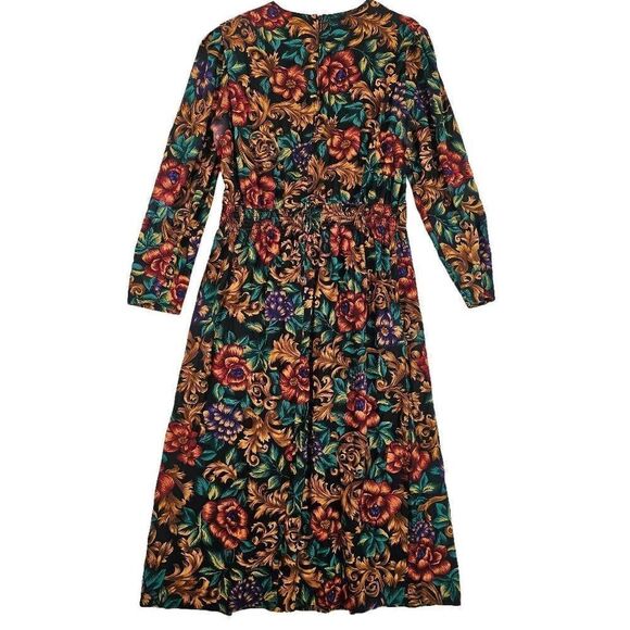 Vintage 80's Floral A-Line Maxi Dress 16 - Picture 2 of 5